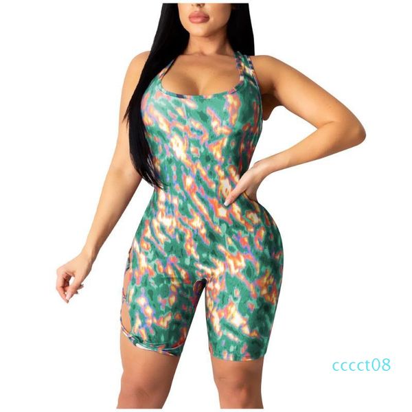 

ladies yoga fashion sports band gradient print set sleeveless jumpsuit bodysuit o-neck bodysuit yoga set summer ct08, White;red