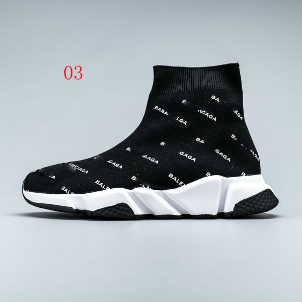

2019 paris speed trainers knit sock shoe original luxury designer mens womens sneakers high casual shoes with box cs08, Black