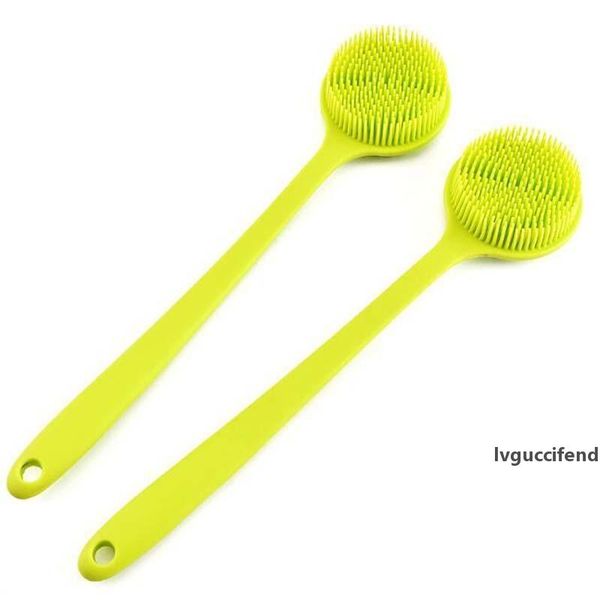 

long handle silicone bath brush eco-friendly exfoliator massage brush cleaning shower scrubber for body back bath supplies