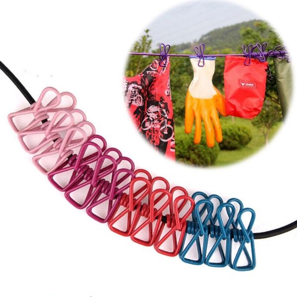 

by korean multifunctional outdoor home color clothesline travel portable windproof anti-skid drying clothesline 12 clips