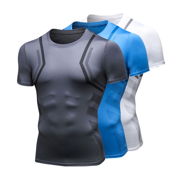 

running jerseys men t-shirt short sleeve skinny compression shirts gym breathable quick dry fitness sportswear sportsuits, Black;blue