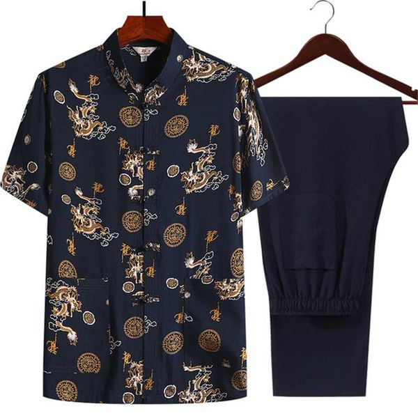 

men's cotton short-sleeved shirt tang suit thin chinese tunic loose casual hanfu men plus size shirts vestido chino tai chi, Gray