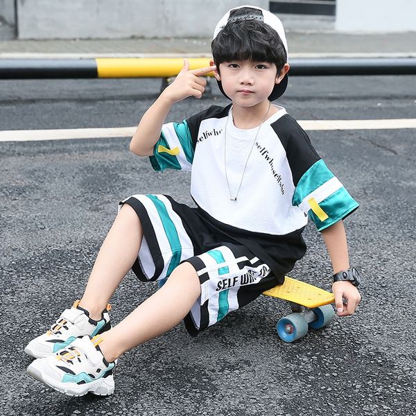 

feyvt boyssummer clothing sports suit 2020 new style medium boys and children shipping children large children's leisure trendy raglan
