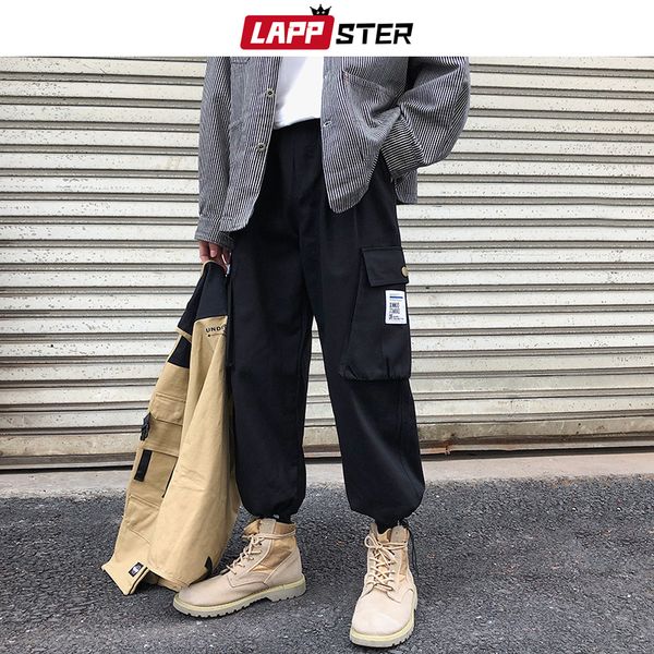 

lappster mens streetwear black cargo pants 2020 new overalls hip hop joggers harem pants mens pocket fashion sweat 5xl