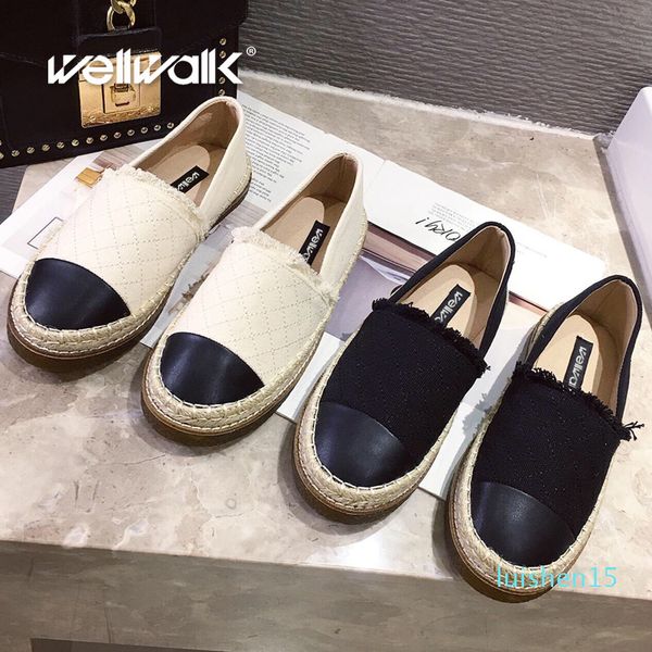 

canvas loafers women flat espadrilles rubber sole shoes round toe female casual moccasin spring autumn fisherman shoe woman l15, Black