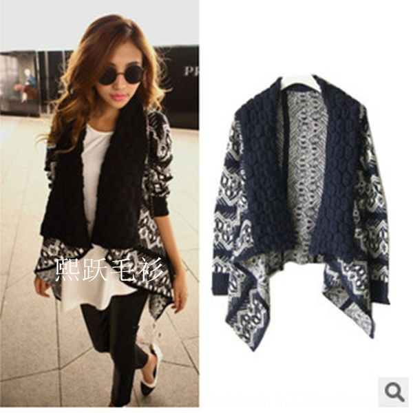 

3oebc 2019 korean style new fashion hook turtleneck irregular geometric pattern cardigan 2019 korean style new fashion knitted hook turtlene, White