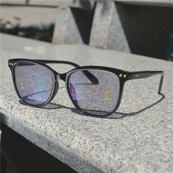 

fashion round women's progressive multi-focus presbyopia sun pchromic men's prescription farsightedness glasses nx, White;black
