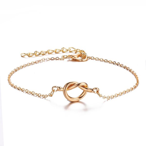 

gold chain love's knot ankle anklet bracelet barefoot sandal beach foot, Red;blue