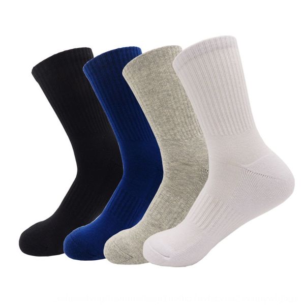 

2019 new sports sportstowel outdoor sportssolid color outdoor sports men's hiking socks thickened towel bottom mid-calf socks, Black