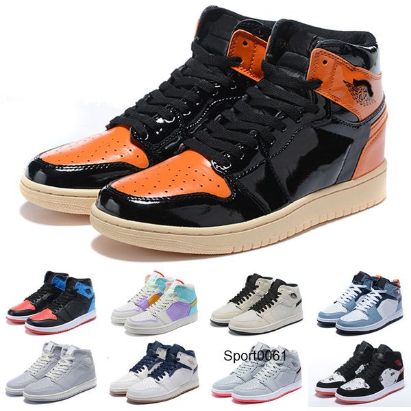 

high 1 i fearless obsidian mens retro basketball shoes spiderman unc jumpman 1s 3 banned bred toe women sport shoe, Black