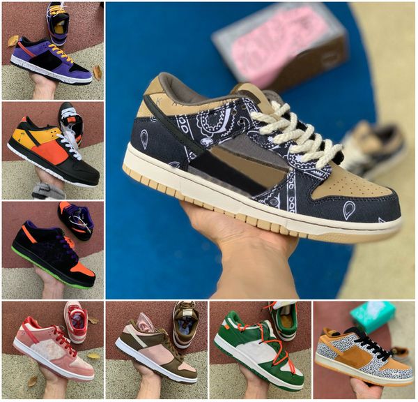 

2020 travis scotts x sb dunk low sp university red mens running sports shoes chunky dunky safari sneakers strangelove skateboarding shoes, Black