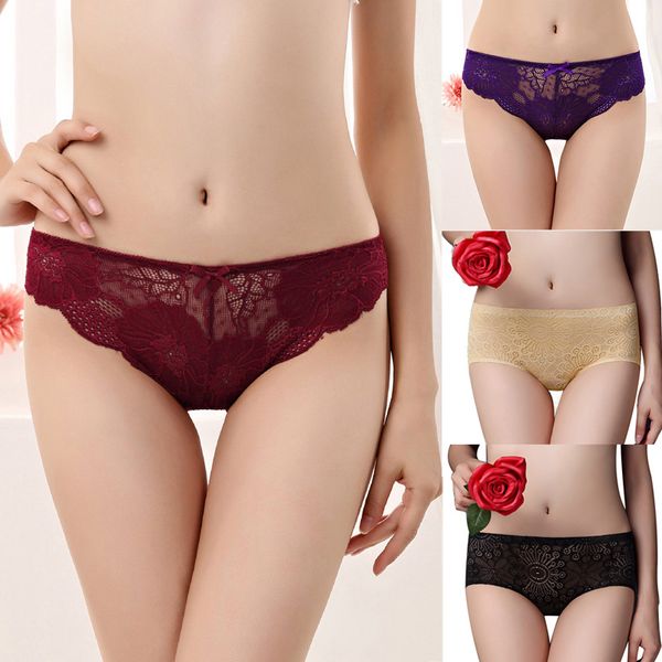 

1/2pcs women's ultra-thin lace panties seamless panty lace hollow out low waist briefs female soft breathable lingerie, Black;pink