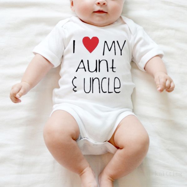 

summer newborn infant baby clothes i love my aunt uncle funny cute toddler jumpsuits bodysuits outfits, Blue