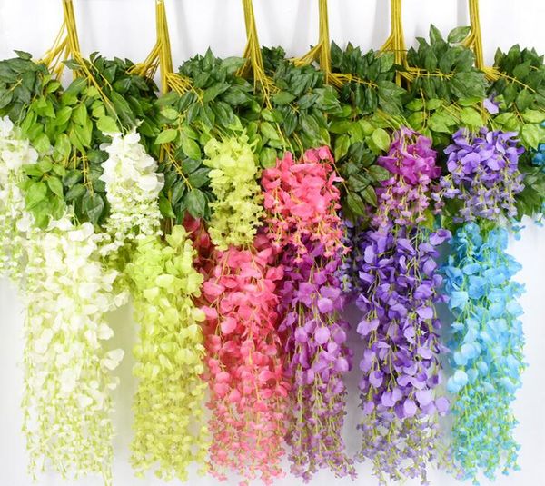 

7 Colors Elegant Artificial Silk Flower Wisteria Flower Vine Rattan For Home Garden Party Wedding Decoration 75cm and 110cm Available