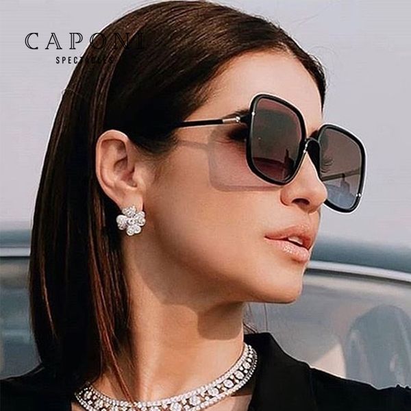 

caponi square sunglasses women new trends big frame gradient lense uv filter eyewear for lady oversized sun glasses cp60128, White;black