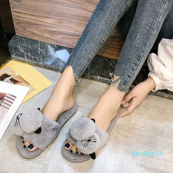 

shoes slipper womens men home fluffy house winter warm slippers soft sneakers indoors bedroom pantuflas zapatos l16, Black