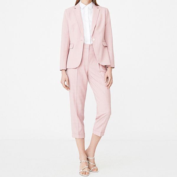 

women's suit ladies fashion casual suit two-piece (jacket + pants) women's office formal professional wear custom, White