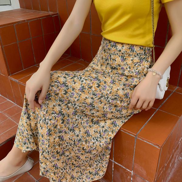 

2020 new summe skirts womens casual slim-fit a- line skirt high waist skirt kawaii print harajuku style ing, Black