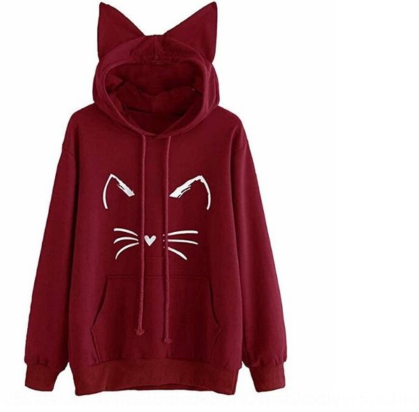 

новый печататься ухо с капюшоном женщин новых cat свитера cat печататься ухо с капюшоном женского свитера, Black