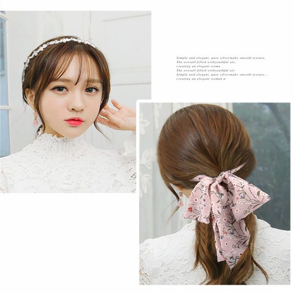 

the new floral cloth hair band sweet pearl bow headbands for women perfect quality fashion rhinestone accessories, Golden;silver