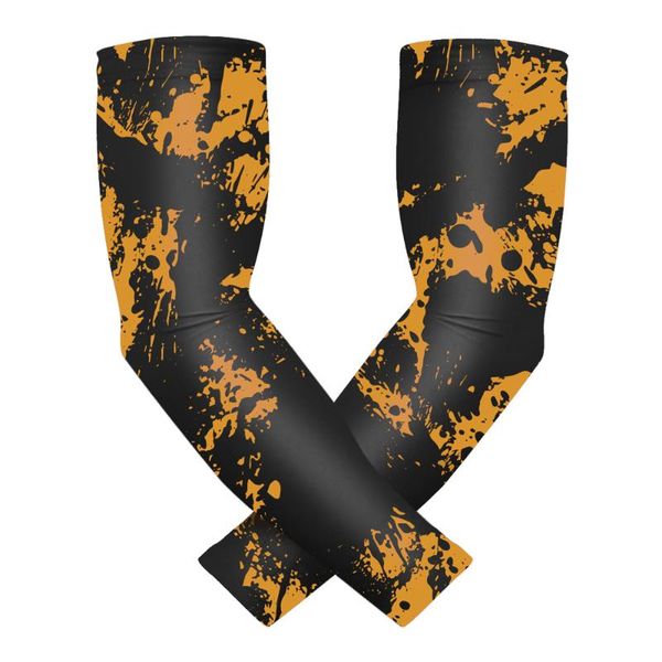 

elbow & knee pads golden rock sports uv sun compression arm sleeve warmers cooling father's son's present fun fans gift, Black;gray