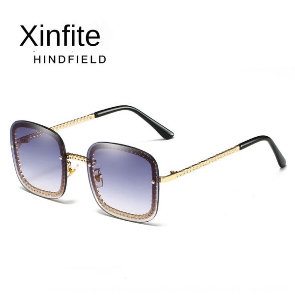 

new women's sun stylish generous frame metal glasses sunglasses high-definition ocean-like chips uv-proof sunglasses, White;black