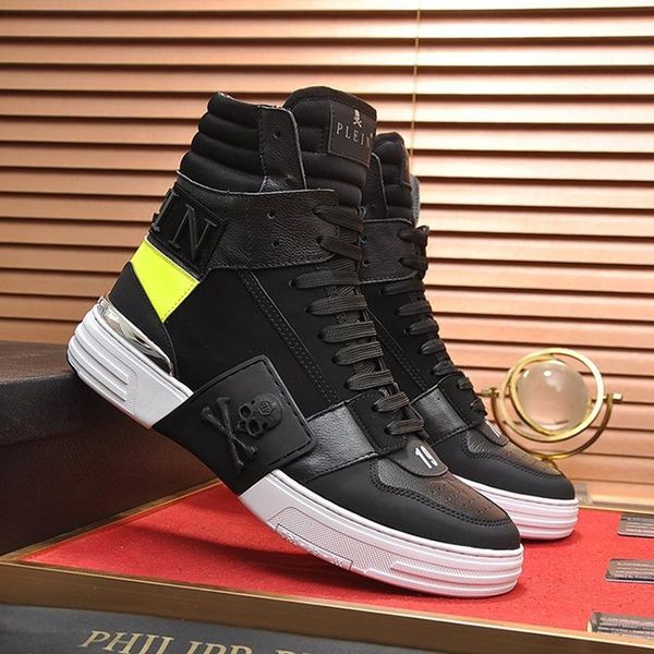 

phantom kick $hi -mixed materials sneakers mens shoes fashion classic shoes luxury lace -up casual shoes herren sportschuhe, Black
