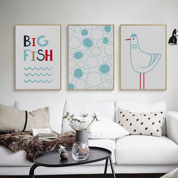 

saily garcia малый свежий простой морской рыбы чайка a4 холст картина печать плакат картина стены картины стены дома декор