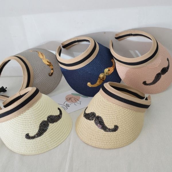 

special children's sun girls monochrome empty sequins hat beard sequins sun hat cap cap, Blue;gray
