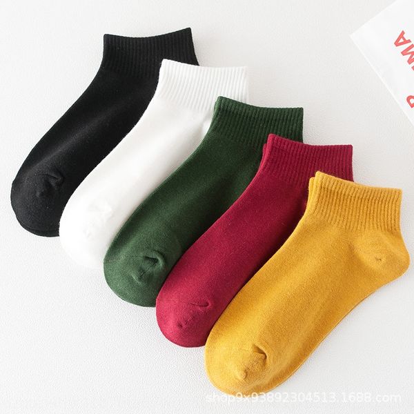

cji29 korean style cute all-match student cotton socks low tube women's sockskorean xi han wa cute xi han wa style solid color deodoran, Black