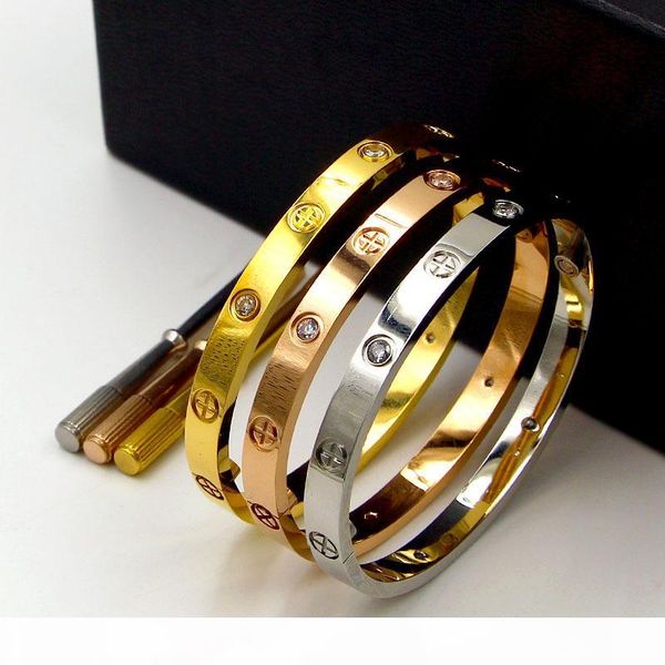 

luxury classic design cross love bracelets bangles for woman with screwdriver lovers wristband bangle rose gold titanium screw cuff bracelet, Black