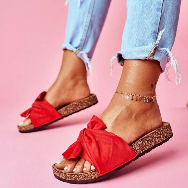 

women's 2020 flat slippers women summer bow clip-toe beach flip flops woman plus size casual shoes ladies, Black