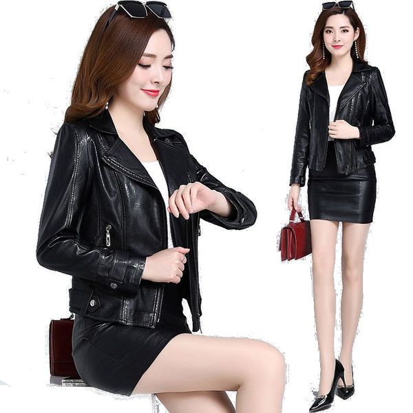 

women's leather jacket 2020 spring and autumn new women's clothing short slim coat female plus size 6xl black jacket