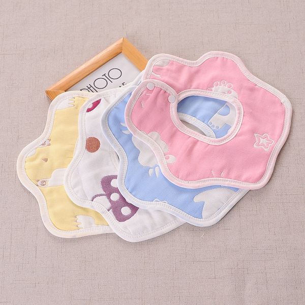 

6-layer jacquard gauze breathable jacquard saliva towel bib baby round maternal and infant products saliva towel 360-degree rotation