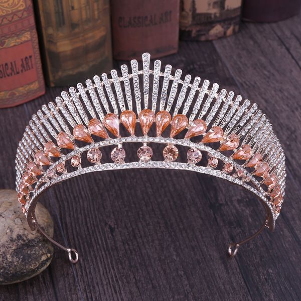 

kmvexo luxury champagne crystal peacock wedding tiara crown queen diadem bride crown headpiece wedding hair accessories headband mx200720, White;golden