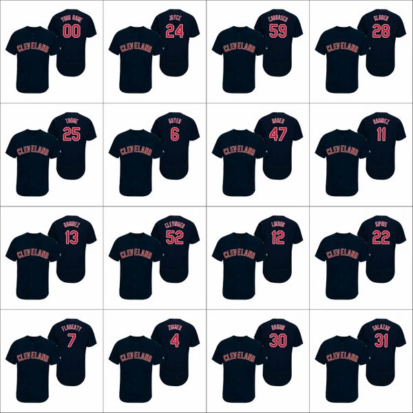 

cleveland indians men #12 francisco lindor 22 jason kipnis 7 ryan flaherty women youth navy alternate flex base custom jersey, Black