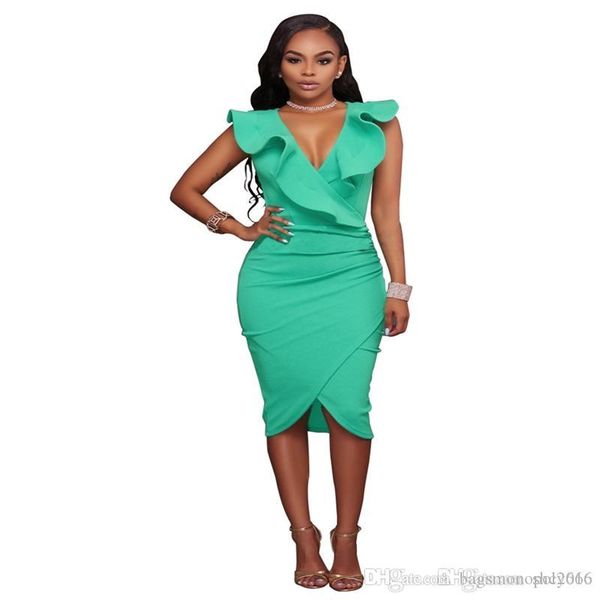 

women v neck flounce dresses sleeveless vintage female package hip summer vestido plus size party dress, Black;gray