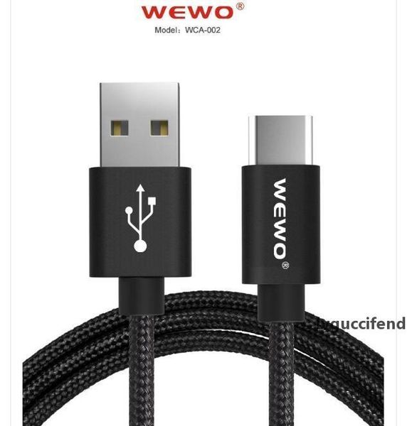 

wewo braided 1.2m fast charging cable 2.4a micro usb data sync transfer micro usb type c with retail box