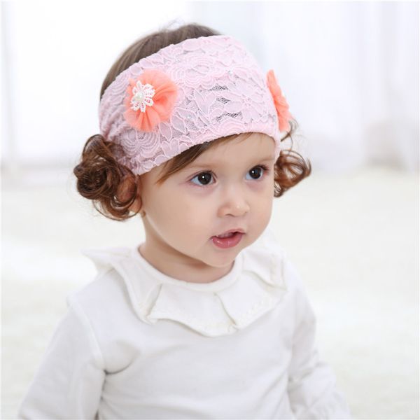 

hair bun maker 36pcs/lot diy simple multi baby lace flowers head bands children's wig headbands styling tools accessory ha1510, Brown