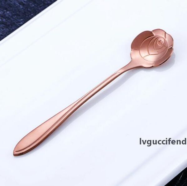 

2019-2 factory direct creative stainless steel casual coffee spoon stirring vacuum plating titanium nordic leaves spoon honey dessert spoon