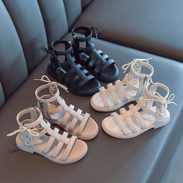 

girls roman big and sandals children 2020 new fashion soft bottom sandals little girl princess shoes, Black;red