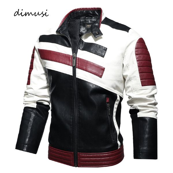 

dimusi зимние кожаные куртки мужские флис warm vintage leather biker пальто мужчины slim fit поддельный мотоциклов куртки одежда, Black;brown