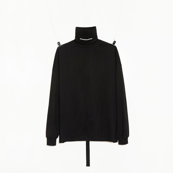 

e-baihui mens long sleeve tshirt g-dragon style peaceminusone turtle neck long sleeve shirt black and white shirt