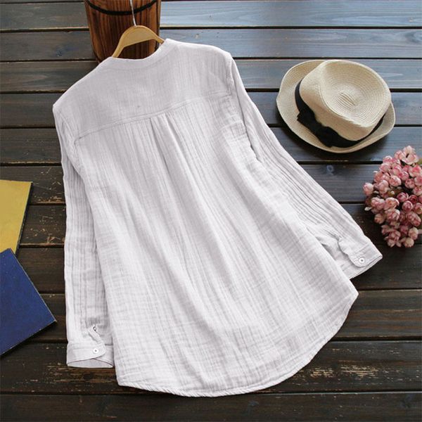 

womens and blouses women stand collar long sleeve casual loose tunic solid shirt blouse shirts white black women blusas l5$