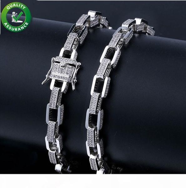 

hip hop jewelry iced out cuban link chain luxury designer necklace micro paved bling cz diamond gold chains men fashion wedding accessories, Silver
