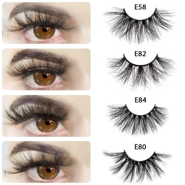

false eyelashes 25mm mink lashes 3d eyelash reusable 100% handmade natural fake makeup wholesale e58/e80/e82/e84