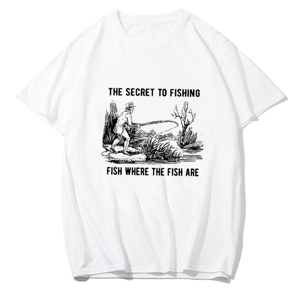 

men's t-shirts showtly the secret to fishing fish where are men/woment shirts harajuku print tshirt hip hop oversize streetwear, White;black