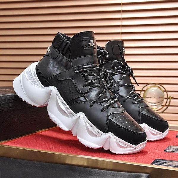 

high sneakers monster 0 .2 mens luxury shoes vintage lace -up outdoor walking design sports shoes breathable footwears, Black