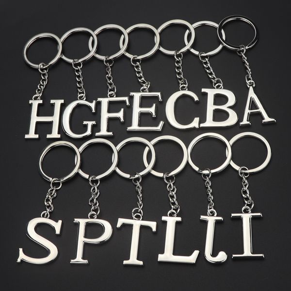 

creative letter pendant keychain bag key ring jewelry keyring women bag charms ethnic chain party gift jewelry car key ring, Silver