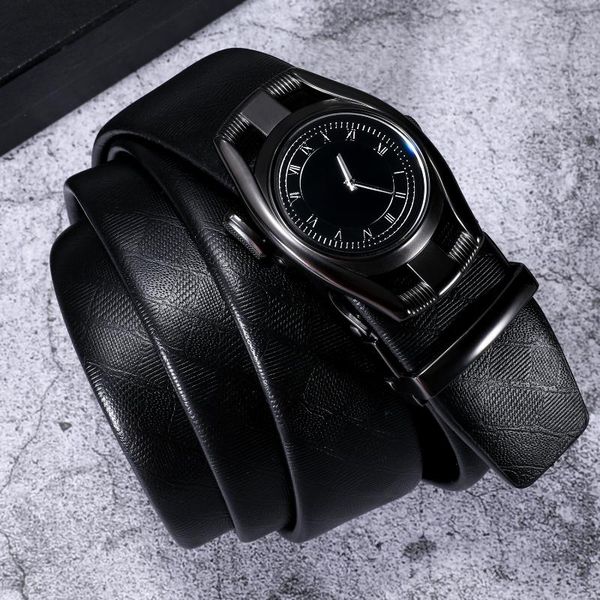 

hi-tie young man belts for men waist fashion accessories cowboy designer belts automatic buckle cowskin genuine leather belt men, Black;brown